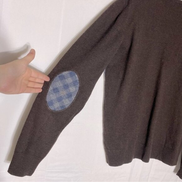 Burlington Brown Blue Tan Extra Fine Lambswool V Neck Pullover Light Sweater XL - Picture 8 of 12